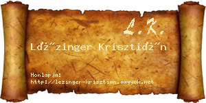 Lézinger Krisztián névjegykártya